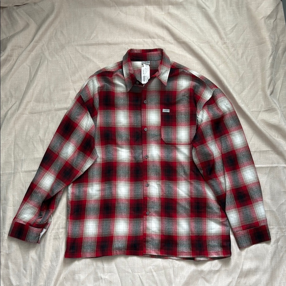 Red and Black Plaid Button-Up Shirt